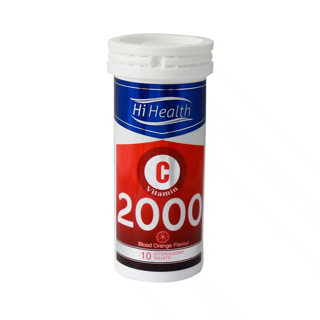 Hi-Health-Vitamin-C-2000-Mg-10-Effervescent-Tablet قرص جوشان ویتامین سی 2000 میلی گرم های هلث طعم پرتقال خونی 10 عدد - Image 1