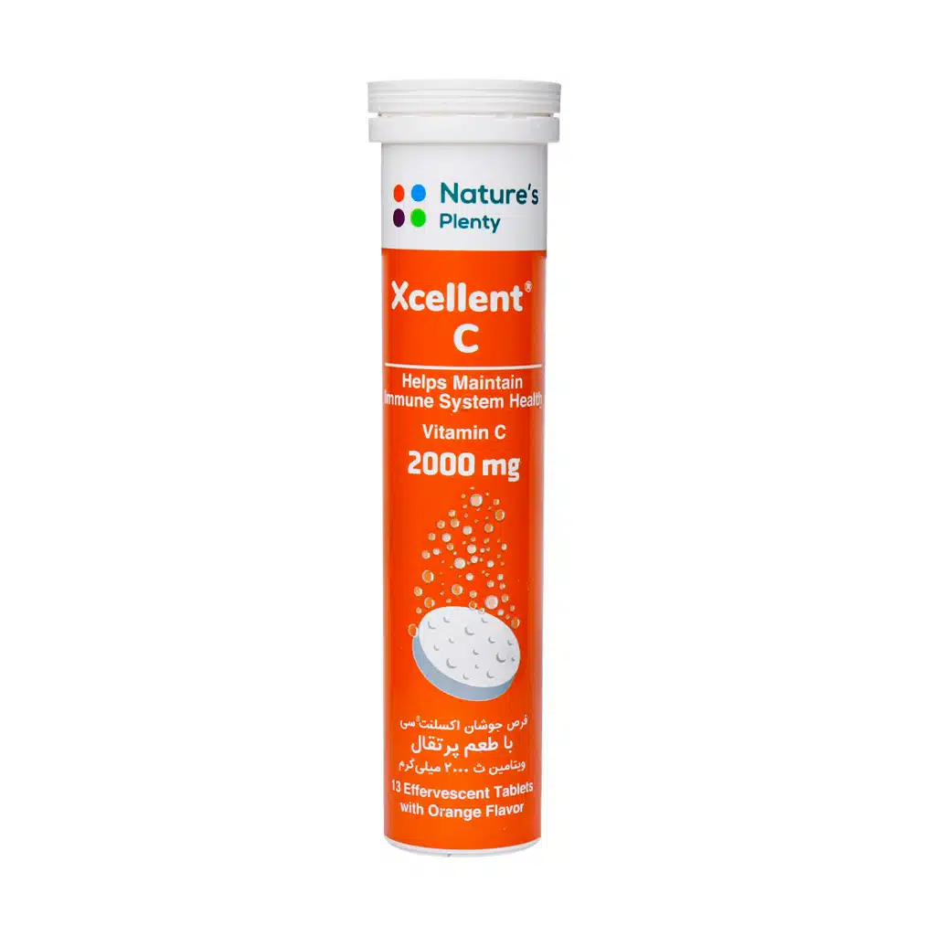 ature-plenty-xcellent-c-2000mg-effervescent-niazpharma.com-1 قرص جوشان اکسلنت سی 2000 میلی گرم نیچرز پلنتی با طعم پرتقال 20 عدد - Image 1